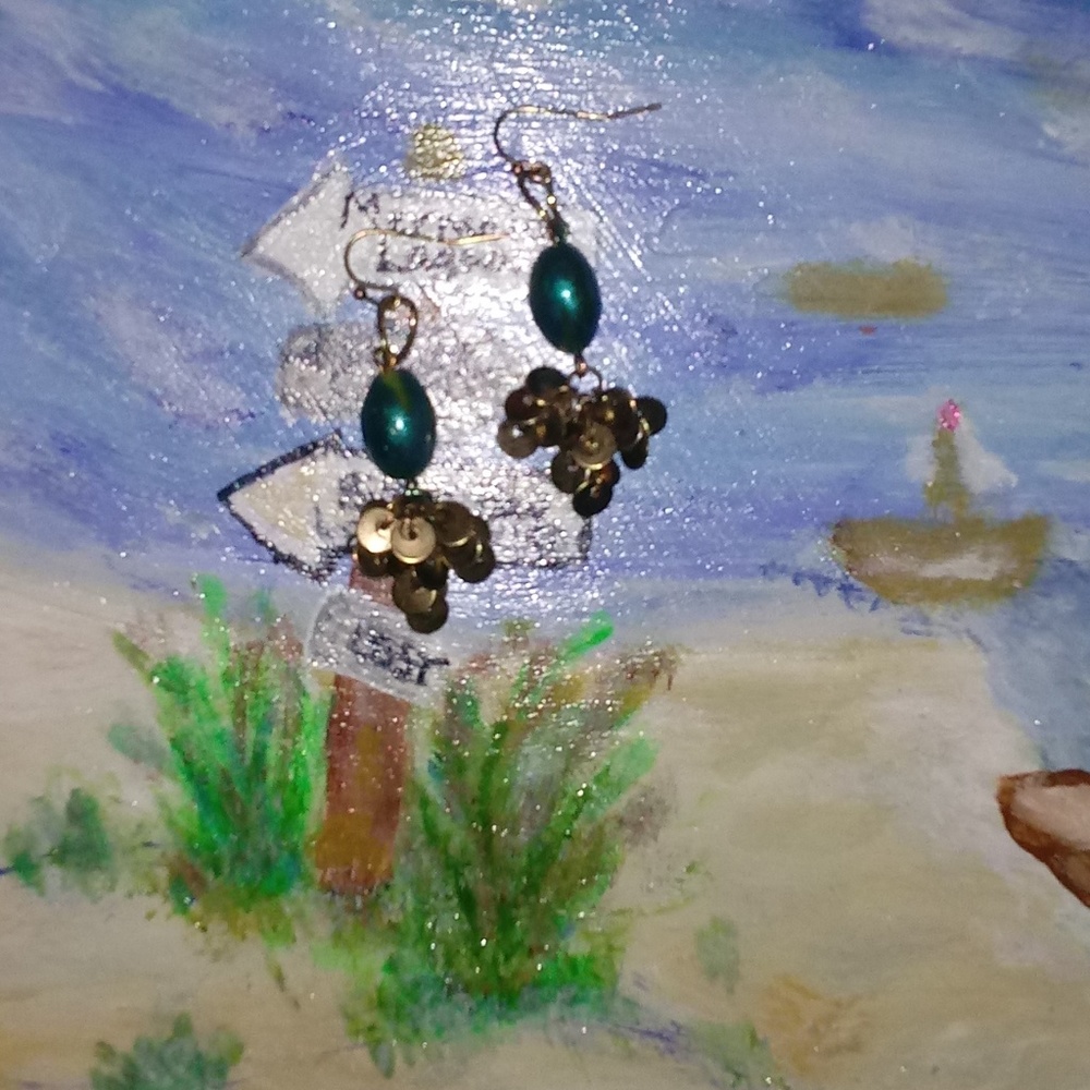 Mermaid EverChanging Green Handpainted Dangles